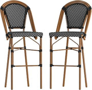 Flash Furniture 30 in Indoor/Outdoor Barstool, Black/White, 2-Pack | Bamboo FrameFinish, Commercial Grade, Stackable, Indoor/Outdoor Use