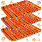 JarThenaAMCS Fall Plaid Serving Trays, 13 x 10 Inch, Set of 3 Orange