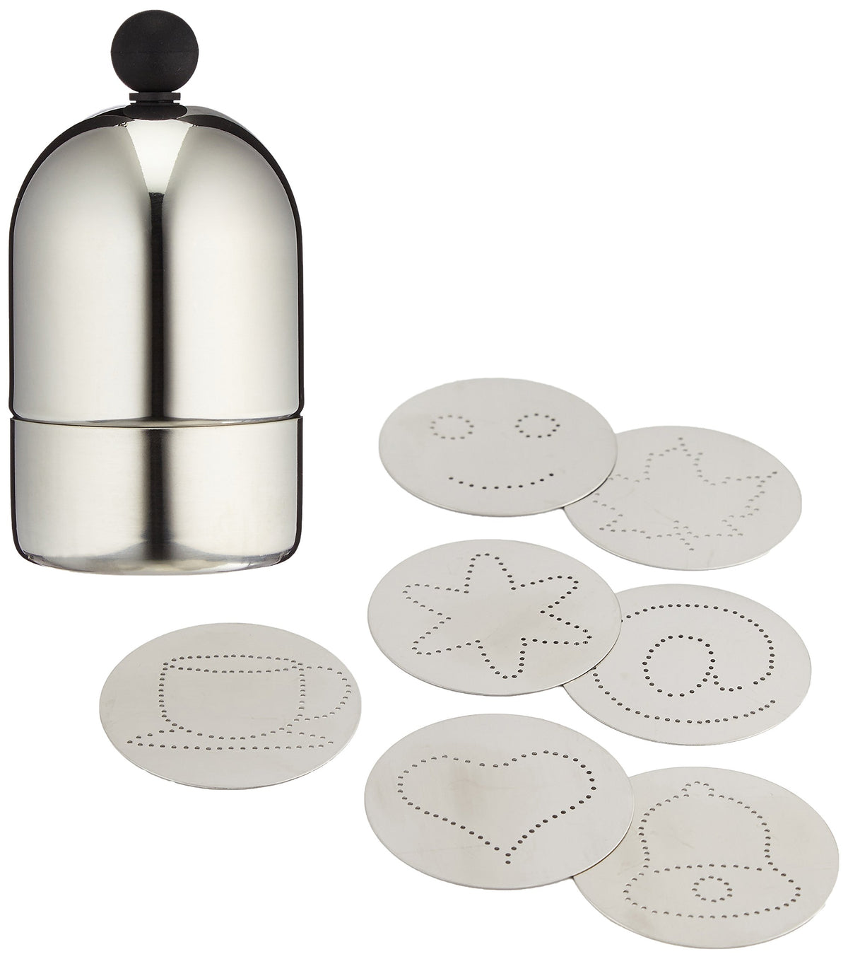September Dredger + 7 Masks by PADERNO – 2.56 inches x 5.12 inches, Steel, Silver, Pack of 7, Model 42923-07