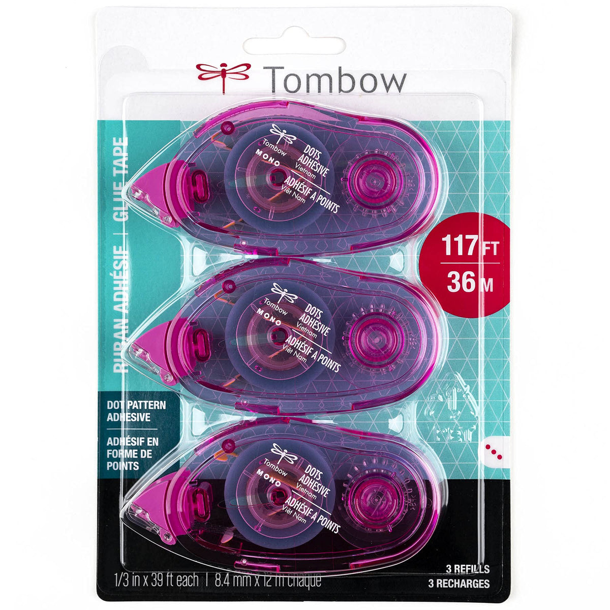 62149 Mono Adhesive Dots Applicator Refills by Tombow – Value Pack, Adhesive, Multicolor, Model AMT62149