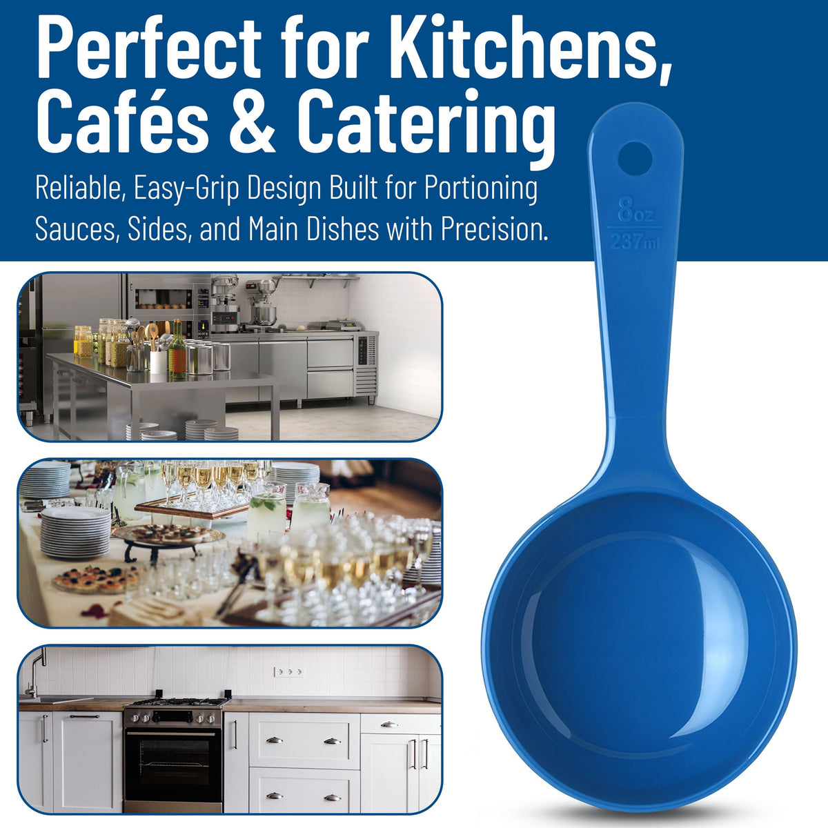 Carlisle FoodService Products 8 Ounces / Blue / Flat Cooking Spoons
