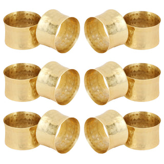 ITOS365 Napkin Rings, Hammered Metal Set of 12, Gold