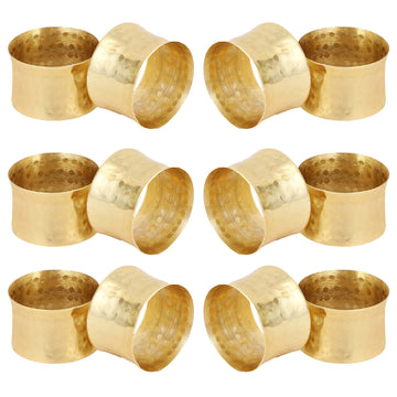 ITOS365 Napkin Rings, Hammered Metal Set of 12, Gold