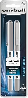 Uni-Ball Vision Rollerball Pens, Fine Point (0.7mm), Black, 2 Count