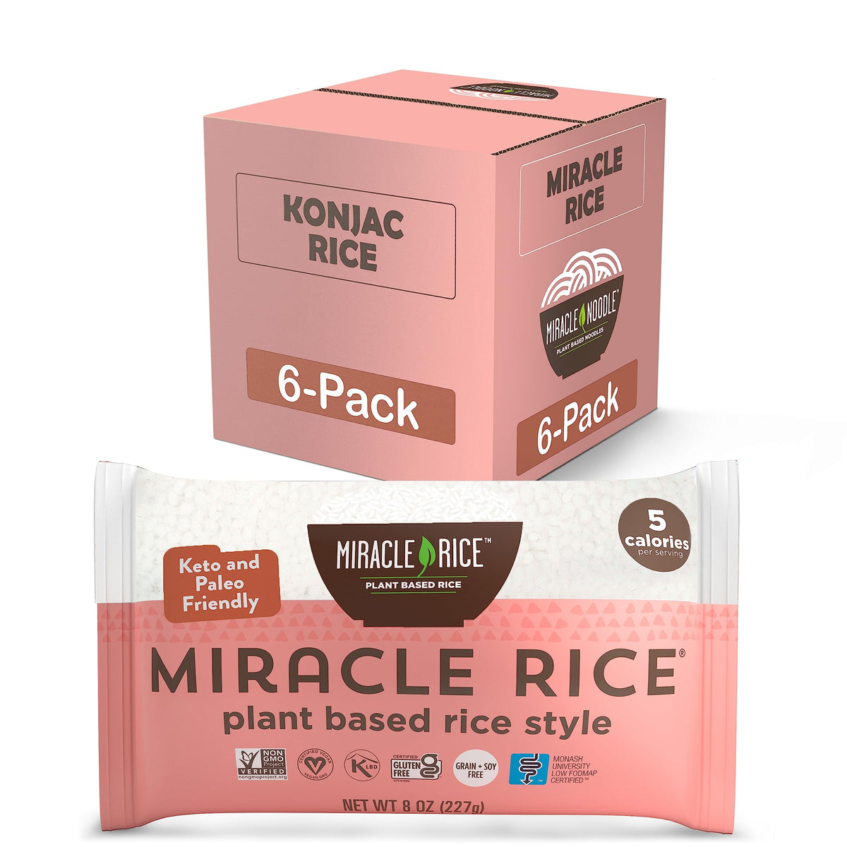 Miracle Noodle Rice / 8 Ounce (Pack of 6) / Multi Shirataki