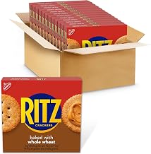 RITZ Whole Wheat Crackers, Snacks for Kids and Adults, Bulk Lunch Snacks, 12 - 12.9 oz Boxes
