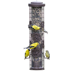 SBG101 Squirrel Off Max Pinecone Bird Feeder with Flexports by Perky-Pet – 1.75 pounds, Metal, Bronze, Model SBG101-1SR