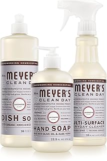 Mrs. MEYER'S CLEAN DAY Kitchen Basics Set, Lavender, Cleaning Supplies | Trio of Kitchen Essentials, Includes Hand Soap (12.5 fl oz), Dish Soap (16 fl oz) and Multi-Surface Cleaner (16 fl oz)