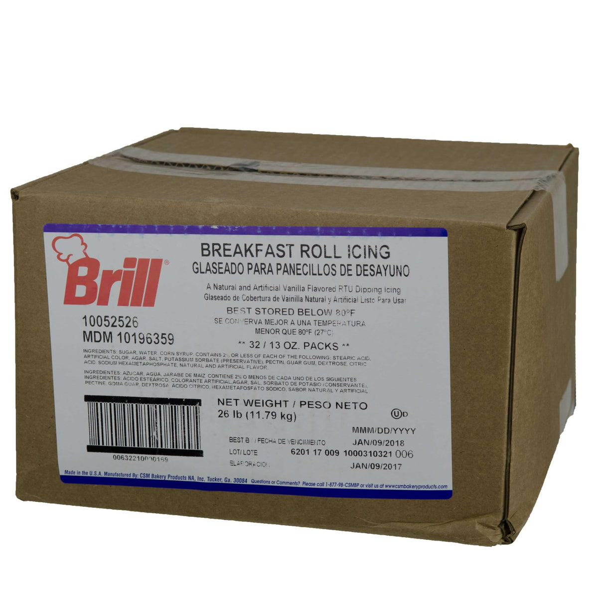HC Brill Ready To Use Breakfast Roll Icing by CSM Bakery – 13 ounces, Pack of 32