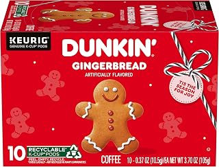 Dunkin' Gingerbread Artificially Flavored Coffee, Keurig K-Cup Pods, 10 Count Box