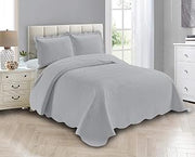 Linen Plus Luxury Oversized Coverlet Embossed Bedspread Set Solid Silver King/California King Bed Cover New # Ashley