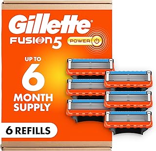 Gillette Fusion5 Power 5-Blade Razor Refills for Men, with Precision Trimmer, 6 Count
