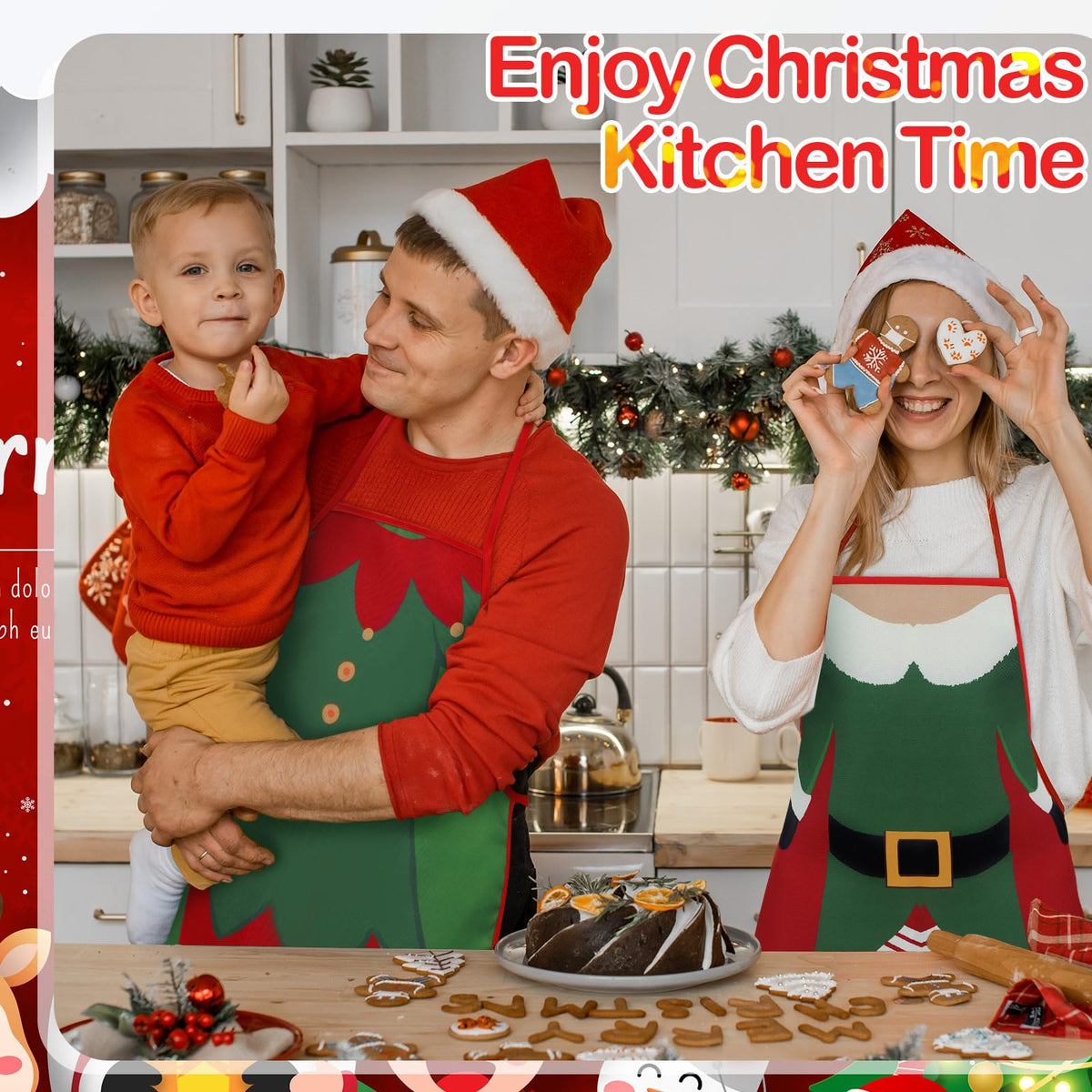 Toulite Christmas Elf Apron, Polyester, Green and Red, 10 Pack