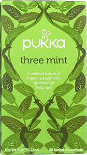 Pukka Organic Tea Bags, Three Mint Herbal Tea, 20 Tea Bags