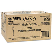 F6BW Style Setter Mediumweight Plastic Forks by DART – 6.1", Polypropylene, White, Model DCCF6BW