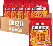 Cheez-It Crunch Cheesy Baked Snacks, Lunch Snacks, Kick'n Nacho Cheese (6 Bags)