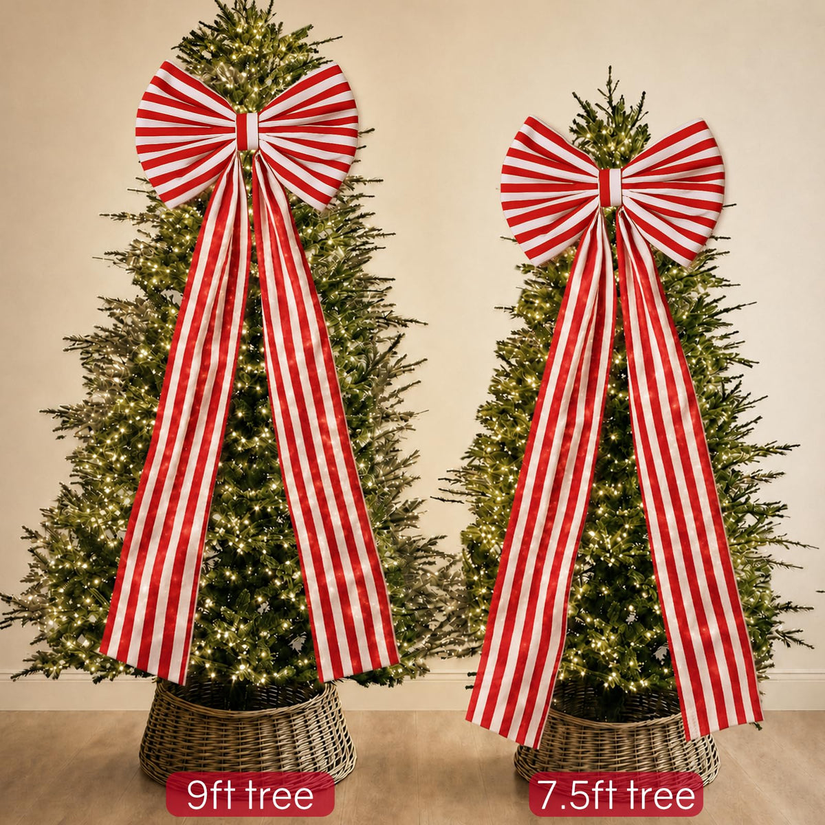 Zesua Giant Holiday Bow, 6.5 Feet, Red and White Striped