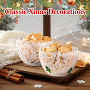 FoldTier Glass Candy Bowls, 14 Ounces, Set of 2, Christmas Tree and Candy Cane