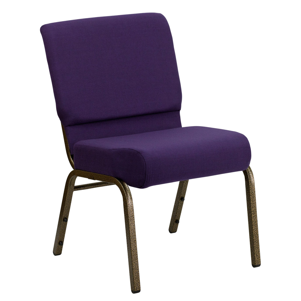 4 Pack HERCULES Series 21''W Stacking Church Chair in Royal Purple Fabric - Gold Vein Frame by Flash Furniture – Set of 4, Fabric, Metal, Model 4-FD-CH0221-4-GV-ROY-GG