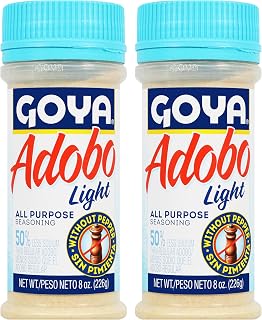 Goya Adobo All Purpose Seasoning Light without Pepper, Meat, Pack of 2, 8oz