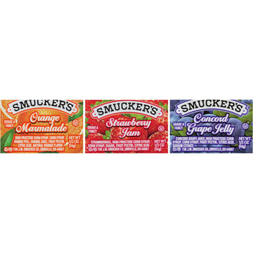 Smuckers Assortment 5 Jelly by Smucker's – 0.5 oz, Pack of 200, Model 5150000800