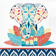 Creative Converting Boho Napkins, 6.5", Blue, Turquoise, Yellow, and Orange
