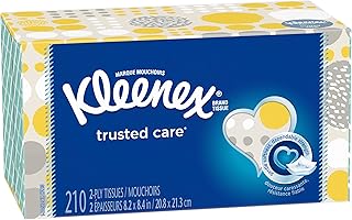Kleenex Trusted Care Everyday Facial Tissues, Flat Box, 210 Count (Pack of 1)