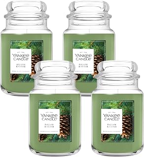 Yankee Candle Balsam & Cedar, Scented Candle, 22oz Large Jar with up to 150 Hour Burn Time, Giftable (Pack of 4)