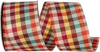 Reliant Ribbon Tonal Twill Plaid Wired Edge, Multi, 2-1/2 Inch, 10 Yards