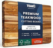 Teakhaus Cutting Board - Large (L) Teak Wood Cutting Board 20”L x 15”W x 1.5” Thick - Sustainably Harvested and FSC Certified - Knife Friendly with Natural Oil Finish