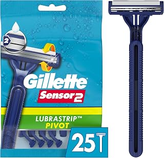 Gillette Sensor2 Pivoting Head Men's Disposable Razors, 25 Count