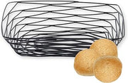 TableCraft BK17209, Rectangular Basket, 9.125" x 6.125" x 2.325", Black Metal, Artisan Collection, Powder Coated for Durability, Versatile Design for Bread, Bagels, Pastries, and Decorative Use