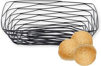 TableCraft BK17209, Rectangular Basket, 9.125" x 6.125" x 2.325", Black Metal, Artisan Collection, Powder Coated for Durability, Versatile Design for Bread, Bagels, Pastries, and Decorative Use