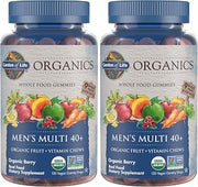 Garden of Life Organics Men 40+ Gummy Vitamins - Berry - Certified Organic, Non-GMO, Vegan, Kosher Complete Multi - Methyl B12, C & D3 - Gluten, Soy & Dairy Free, 120 Real Fruit Gummies, (Pack of 2)