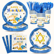 JVORFDG Hanukkah Party Plates And Napkins Set, 168 Pieces For 24 Guests