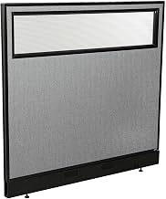 Global Industrial 48-1/4"W x 46" H Office Partition Panel with Partial Window & Raceway, Gray