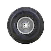 Pneumatic 4.10/3.50-4” Tire and Wheel Assembly by Marathon – 5/8" Ball Bearings, Alloy Steel, Black and Gray Rim, Model 20010