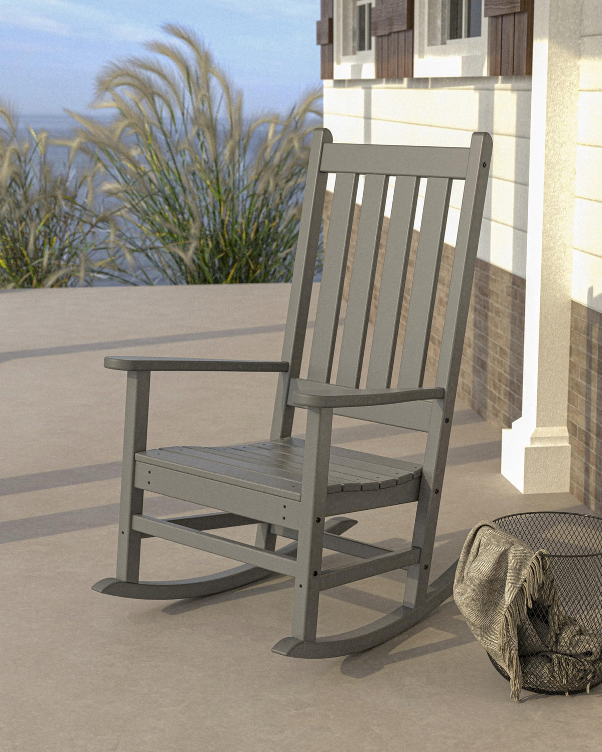 ® Vineyard Porch Rocking Chair in Navy by Polywood – 34.25in. x 27.25in. x 45.88in., High Density Polyethylene (HDPE), Navy, Model R140NV