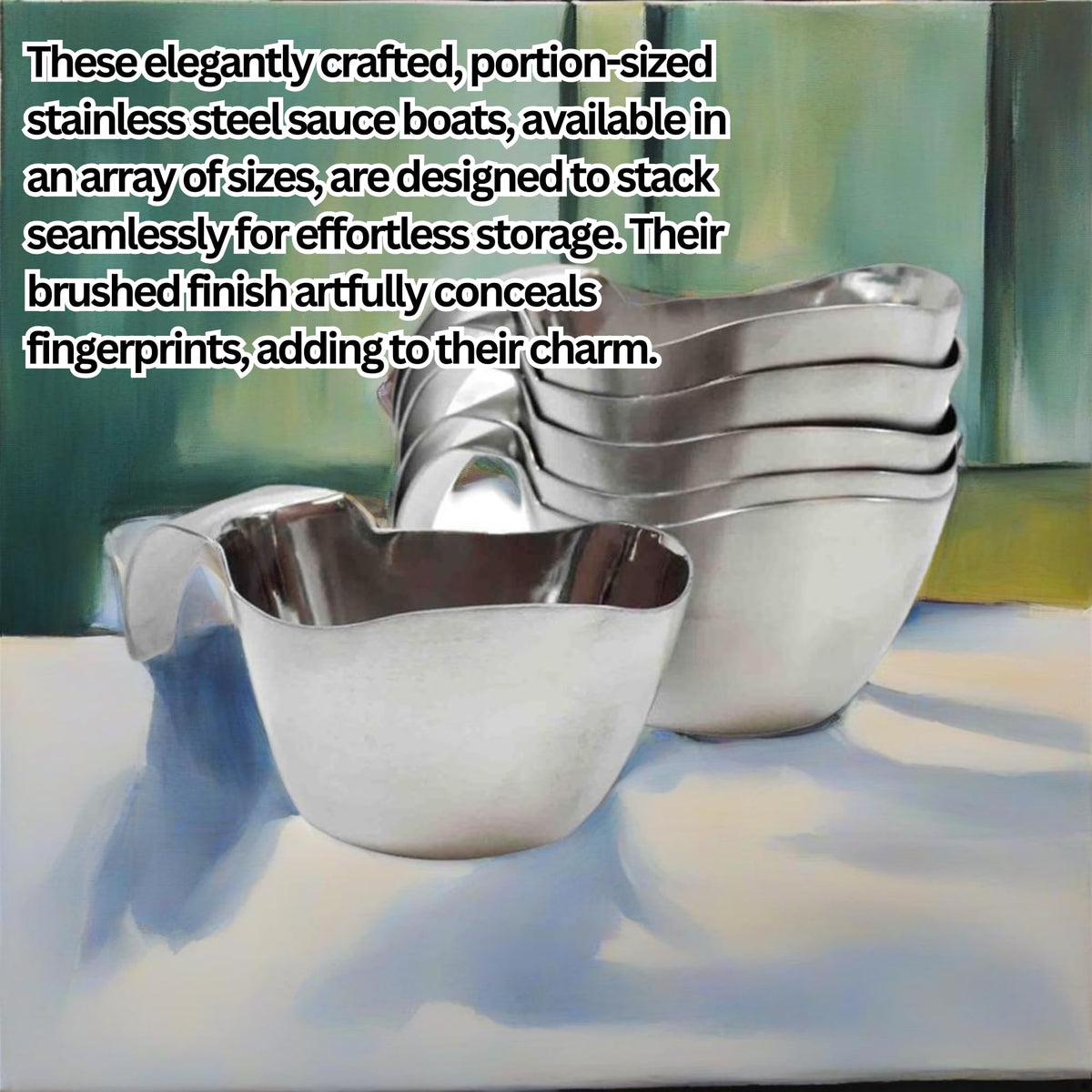 Tablecraft 5 Ounces / Silver / Stackable Gravy Boats
