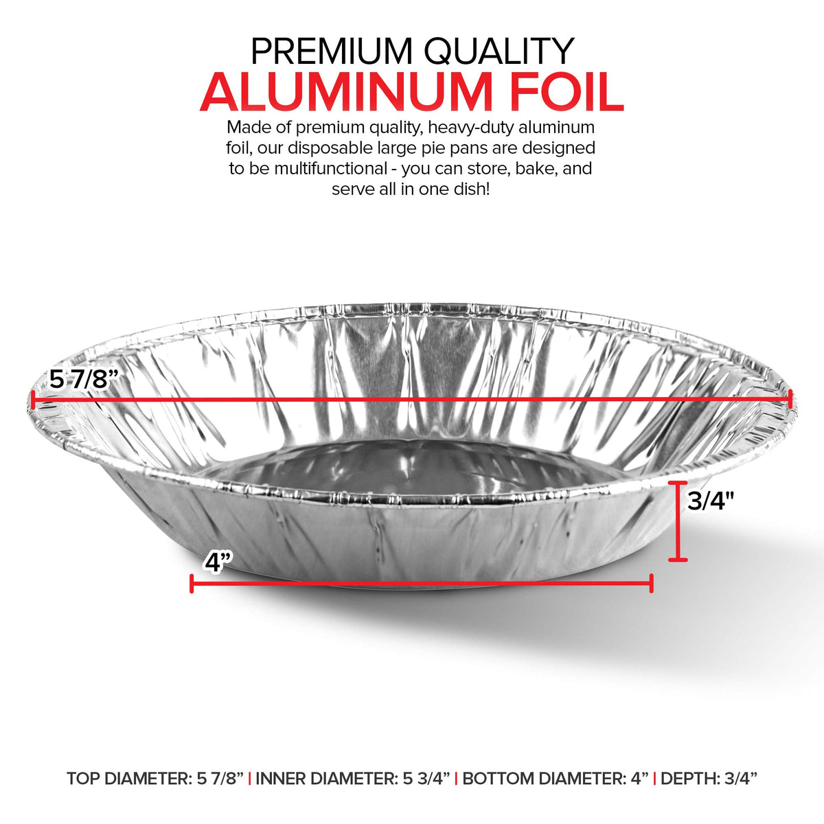 6 Inch Aluminum Foil Pie Pans (50 Count) by Stock Your Home – 50 Pack (6 Inch), 0.375 pounds, Aluminum, Silver, Pack of 50