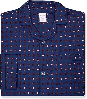 Brooks Brothers Mens Mixed Prints Cotton Two Pc Pajama Shirt Pants Lounge Set,