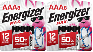 MAX AAA Batteries by Energizer – 8 Count (Pack of 2), Blend, Varios colores, Pack of 2, Model E92MP-8