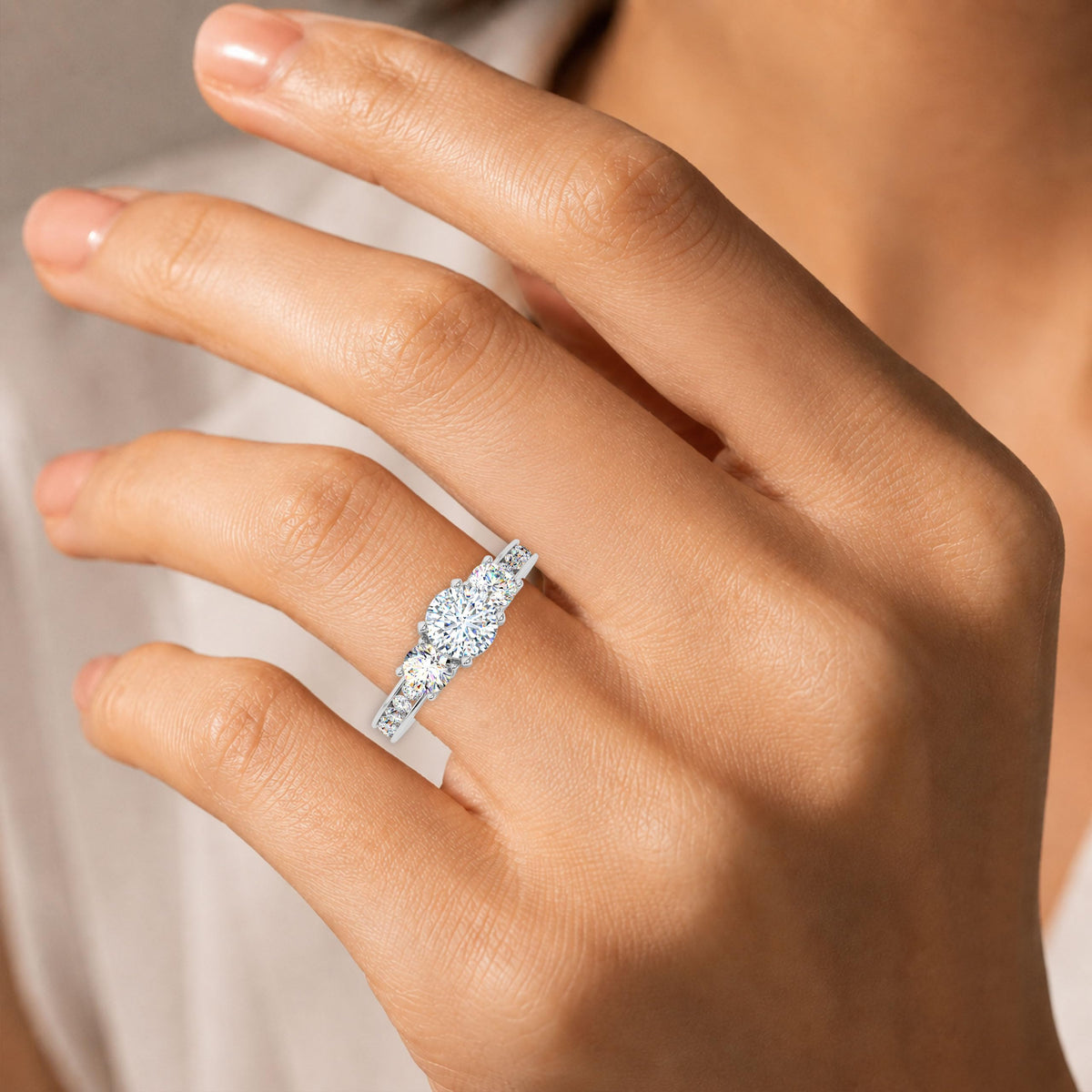 Platinum 1.8 CTW Round Cut Channel Set 3 Three Stone Diamond Engagement Ring by Houston Diamond District – Model F#41 PLT S#9.5 RI5446W-6.96