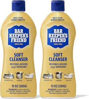 Bar Keepers Friend Soft Cleanser Liquid, 13 oz x 2, Multipurpose Surface Cleaner, Soap Scum & Grease from Stainless Steel & More