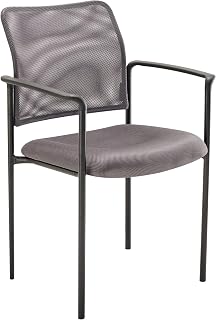 Flash Furniture Mesh Reception Side Chair, Gray | Lumbar Support, Sled Base, Commercial Grade, Office Use