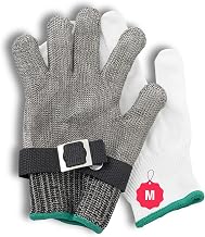 Tablecraft Cut Resistant Kitchen Glove, Double Layer Protection from Knives and Sharp Tools, Food-Grade, Ambidextrous, Lightweight, Adjustable Strap Safety Grip for Professional Chefs, Large White