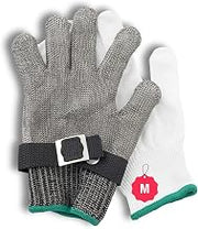 Tablecraft Cut Resistant Kitchen Glove, Double Layer Protection from Knives and Sharp Tools, Food-Grade, Ambidextrous, Lightweight, Adjustable Strap Safety Grip for Professional Chefs, Medium Green