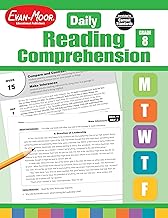 Evan-Moor Daily Reading Comprehension, Grade 8 - Homeschooling & Classroom Resource Workbook, Reproducible Worksheets, Teaching Edition, Fiction and Nonfiction, Lesson Plans, Test Prep