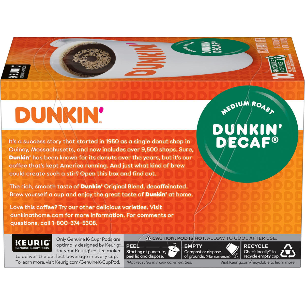 Dunkin' Decaf Medium Roast / 10 Count (Pack of 6) / 1 Single-Serve Capsules & Pods