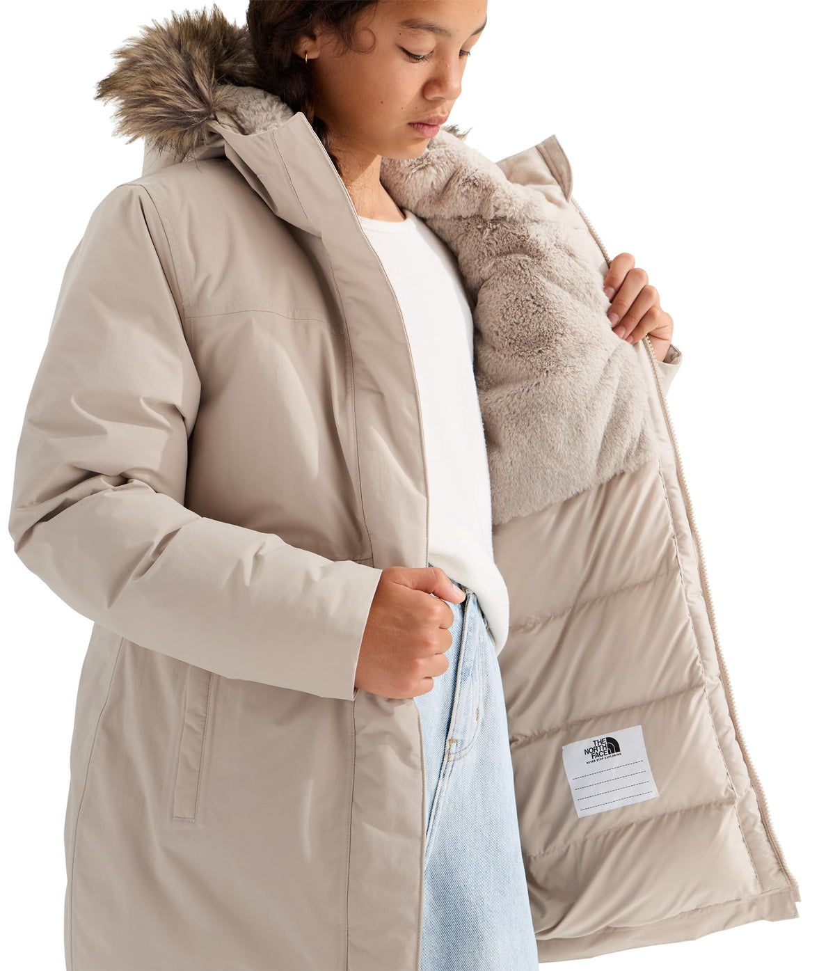 Girls' Arctic Parka by The North Face – Nylon, Timeless Taupe, Model NF0A8A30